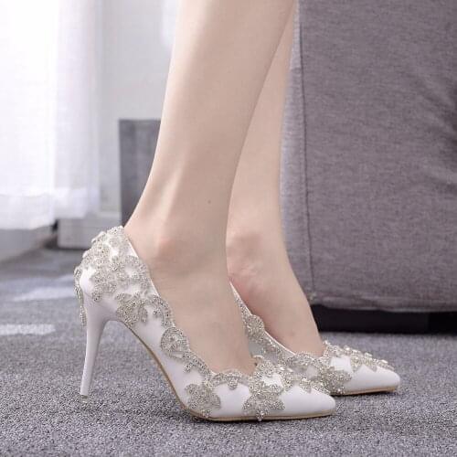 Crystal Pumps Luxury Women Wedding Shoes Bride Party Pumps 5CM 7CM 9CM 11CM High Heels