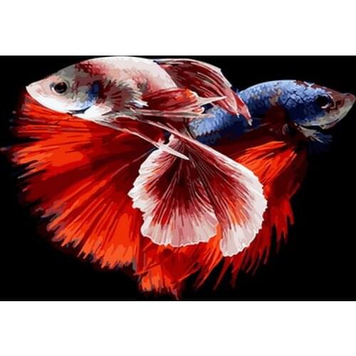 Frameless painting by numbers animals wall decor diy picture by numbers on canvas for home decor 4050cm double fish