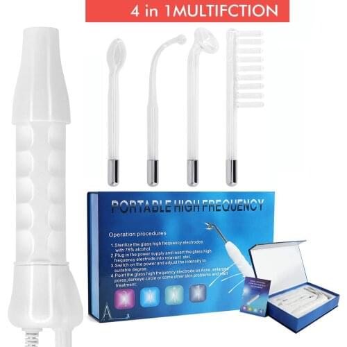 High Frequency Facial Machine 4 In 1 Electrode Wand Glass Tube Skin Tightening Device Beauty Products Anti Wrinkle Face Clean