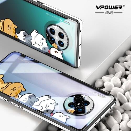 Lens Film + Glass Case For Huawei Mate 30 mate 30 Pro Patterned Tempered Glass Painted Frame phone clear case For huawei mate 30