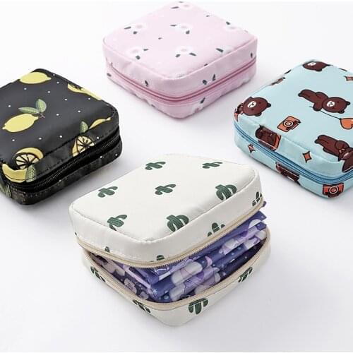 Women Tampon Storage Bag Sanitary Pad Pouch Napkin Cosmetic Bags Organizer Ladies Makeup Bag Girls Tampon Holder Organizer