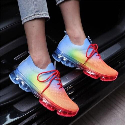 New Sneakers Women Spring Fashion Mesh Breathable Floral Lace Up Ladies Casual Shoes Women Running Sport Flats Big Size 35-43
