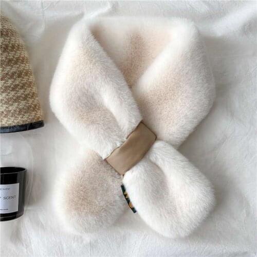 Fluffy Scarf Female Autumn And Winter Cross Cute Plush Korean Imitation Fur Thickened Plush Imitation Rabbit Hair Scarf