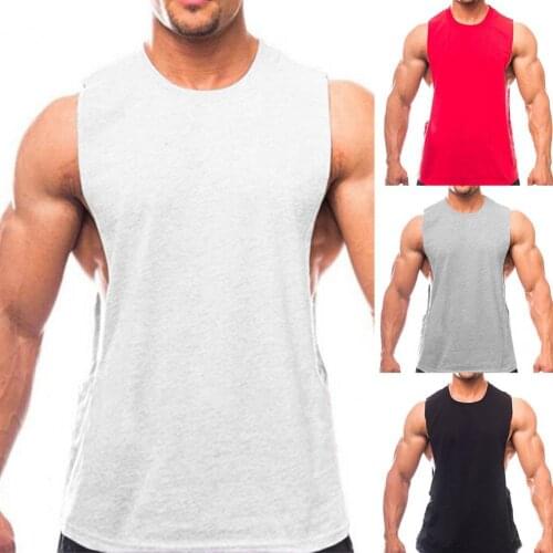 Men Vest Solid Color Loose Summer Round Neck Sleeveless Top for Fitness Gyms Slim-Fit Vest Men Tanks Tops Muscle Vest Sportwear