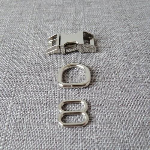 1 Set 10mm Cat Collar Metal Buckle Straps Belt Slider Loop D Ring Clasp For Dog Pet Harness Sewing Accessory Small Size Hardware