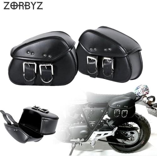 1 Pair Black Mini Durable Motorcycle Motorbike PU Leather Motorcycle Saddlebags Saddle Bags Pouch Fit for Mini Harley Moto