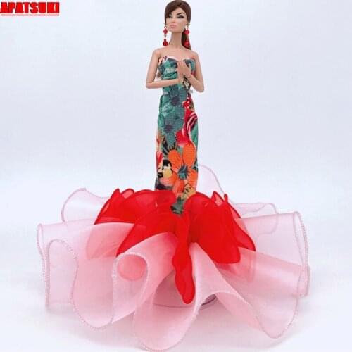 One-Piece Off Shoulder Sleeveless Silm Body Party Club Dress for Barbie Doll Outfit Clothes for 1/6 BJD Doll Clothes Accessories