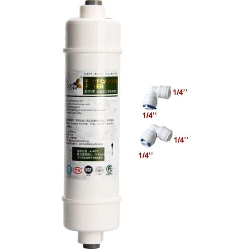 10 Inch SOOEL Quick connect INLINE COCONUT Carbon Post WATER FILTER Cartridge with 2 fittings Water Purifier REVERSE OSMOSIS