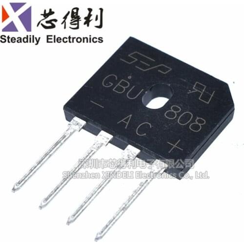 10pcs/lot Brand New Spot Gbu808 8A 800V Rectifier Bridge Flat Bridge Bridge Rectifier Full Bridge Can Be Directly Photographed