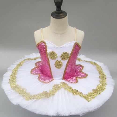 2019 fashion pink sequins swan professional ballet tutu kids child ballet costumes dance wear for girls pancake tutu