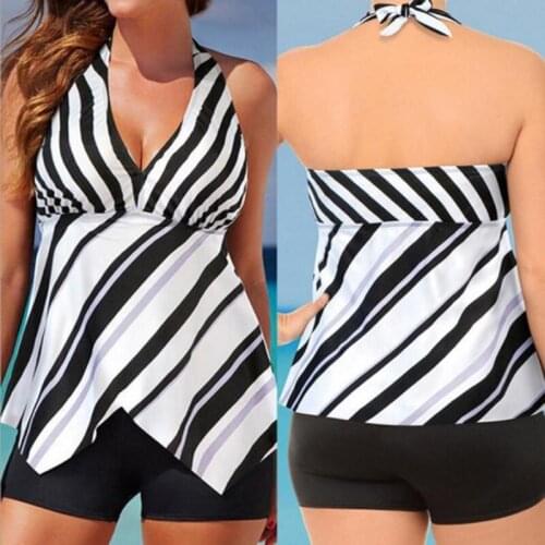 2021 Plus Large Size Bikinis Bathing Swimming Suits Beachwear Famale Sexy Biquini Wear Women Swimsuit Stripe One Piece Dress New