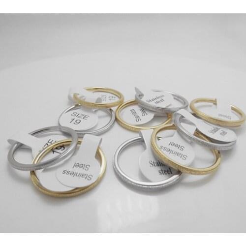 Wholesale 50 pcs fashion 2mm Inner arc Pearl sand Stainless Steel Ring Lady rings