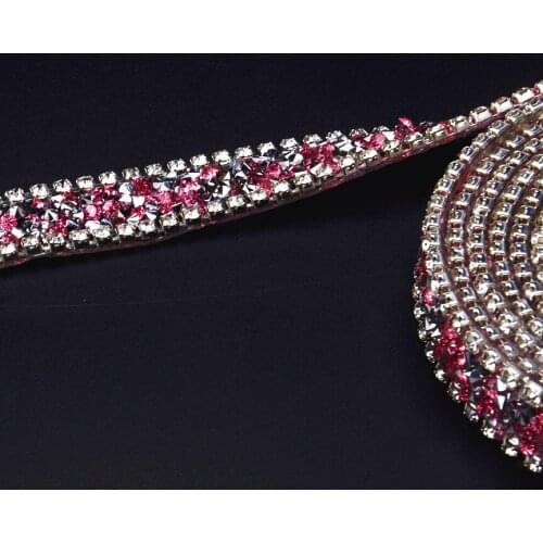 50Yard Beaded Lace Trim Rhinestones Applique Sewing On Wedding Dresses Belt Sashes Pink Gold Silver Crystal DIY Bridal Accessory