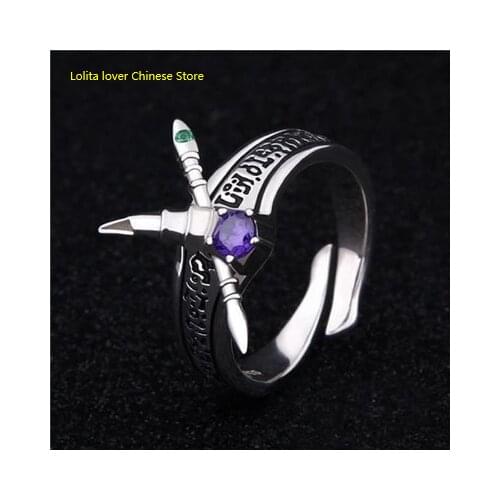Anime Yu-Gi-Oh! Yugi Muto Duel Monsters Dark Magician Ring 925 Sterling Silver Finger Ring Adjustable Jewelry Cosplay Xmas Gift