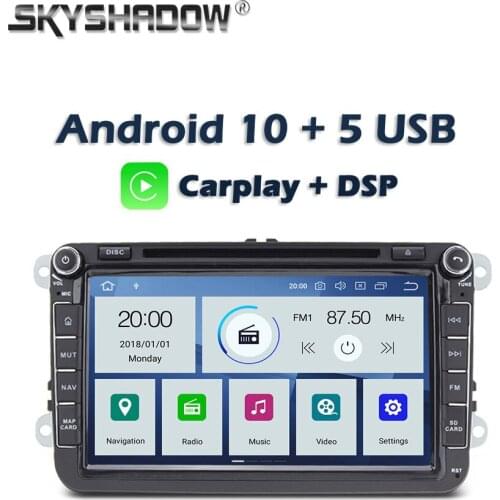 Carplay DSP Car DVD Player PX6 IPS Android 10 4GB RAM +64G RDS Radio Bluetooth GPS Map Wifi For VW POLO GOLF PASSAT B5 B6 Tiguan