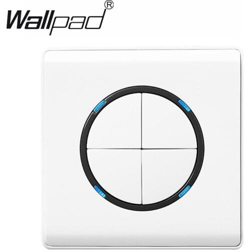 White 4 Gang Light Switch Wallpad Random Click Push Pull Button Wall Switch With LED Neon Fireproof PC White interruptores