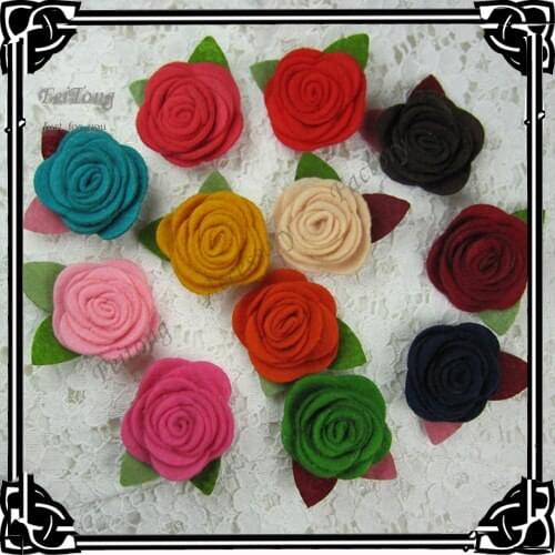 Free shipping!50pcs/lot 3.5CM felt rose flowers wedding flowers can order mixed color