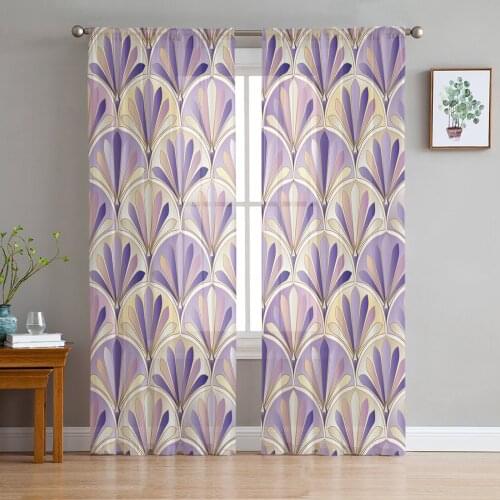 Sparkle Mermaids Geometry Window Treatment Tulle Modern Sheer Curtains for Kitchen Living Room the Bedroom Curtains Decoration