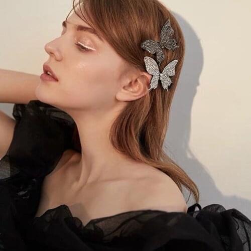 Shiny Rhinestone Butterfly Hairpins For Women Girls Hair Accessories Hair Clips Hair Clamps Side Bangs Hair Style Tools