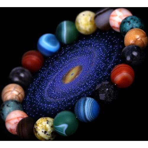 Lovers Eight Planets Natural Stone Bracelet Universe Yoga Chakra Galaxy Solar System Beads Bracelets for Men Women Jewelry