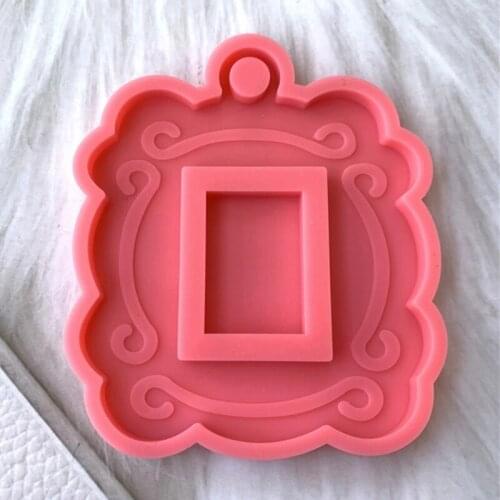 Keychain Epoxy Resin Mold Shiny Christmas Decoration Frame Shape Keyring Pendant DIY Crafts Casting Silicone Mould