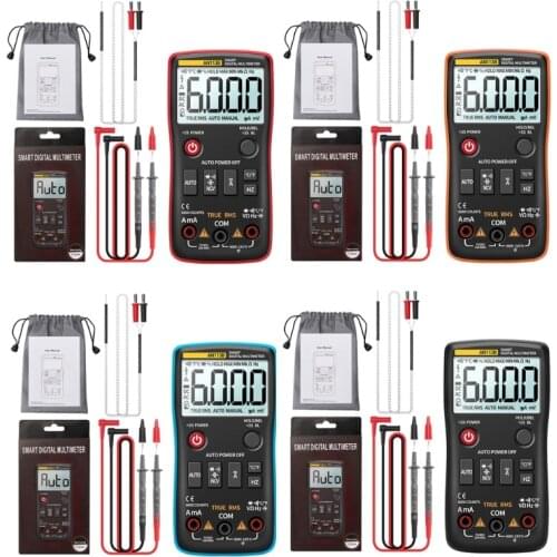 AN113B Digital Multimeter with Temperature Tester 6000 Counts Auto-Ranging AC/DC Transistor Voltage Meter True RMS