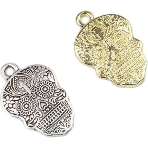 Eruifa Nice 20pcs 18*14mm Punk Skull Coin Zinc alloy charms Wholesales necklace,earring bracelet jewelry DIY handmade 2 colors