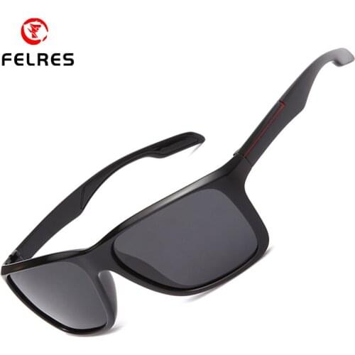 FELRES Men Women Sport Polarized Square Sunglasses Outdoor Driving Cycling Fishing UV Protection Glasses With Box 1037