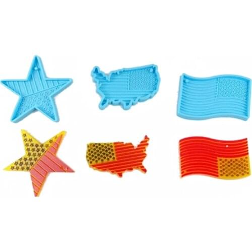 USA Flag Resin Mold American Flag Keychain Mold Statue of Liberty Silicone Molds U90E