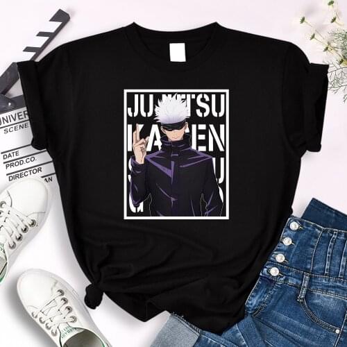 Jujutsu Kaisen Satoru Gojo Anime Printing Women T-Shirt Summer Streetwear Womens Tee Tops Hip Hop Fashion Female Clothing