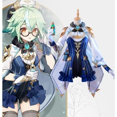 Game Genshin Impact Harmless sweetness Sucrose Cosplay Costume Women Cute Dress Top Pants Halloween Carnival Uniform Custom Made