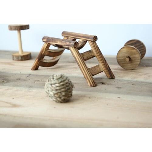 Pet Hamster Wooden Bridge Mouse Bird Climbing Ladder Exercise Game Stairs Toys Pet Supplies