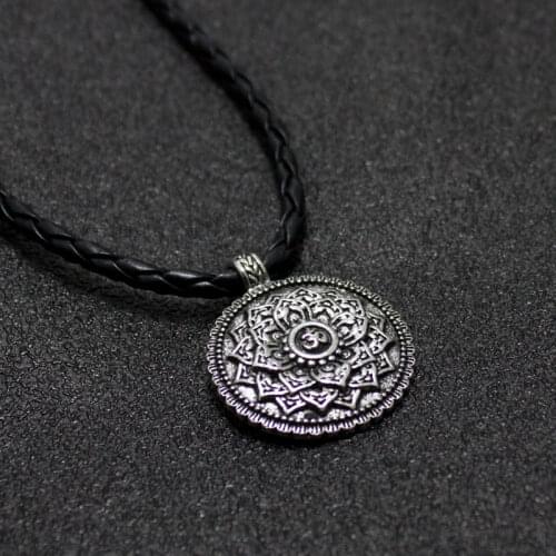 Indian Mythology Ancient Indian Mandala Flower Necklace Mandala Pendant Zen Yoga OM Pendant