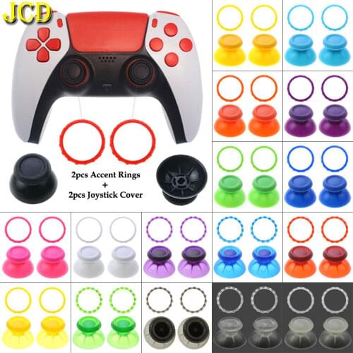 JCD For Sony Playstation 5 PS5 Controller 3D Analog Mushroom Cap Thumbstick Joystick Cover with Accent Rings Plastic