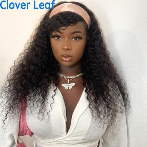 Clover Leaf Curly Headband Wig 150% Remy Brazilian Headband Wig Human Hair Kinky Curly Headband Wigs Free Headbands For Women