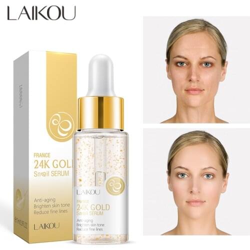 LAIKOU 24K Golden Snail Essence Face Serum Hyaluronic Anti Wrinkle Collagen Essence Moisturizing Serum Korean Cosmetics Care