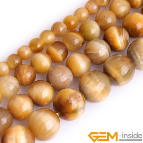 Natural Stone Gold Tiger Eye Round Beads For Jewelry Making Strand 15 Inches DIY Bracelet Necklace Jewelry Loose Beads 6mm 8mm