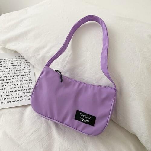 Fashion Solid Color Women Handbags 2020 Nylon Simple Underarm Shoulder Bags Female Letters Daily Travel Totes Messenger Handbags