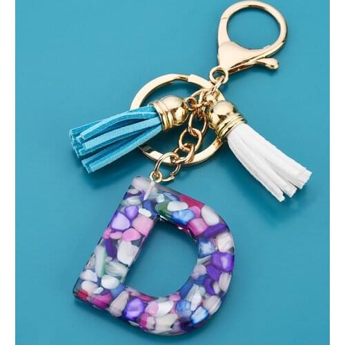 Fashion Creative 26 Initials Letter Pendant Temperament Key Chain Acrylic A To Z Keyrings Car Key Ring Simple Cute Party Gift