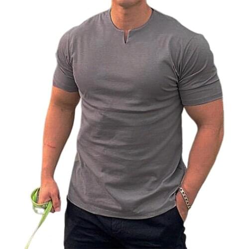 Men T-shirt round neck Solid Color Stretchy Summer Short Sleeve Loose Top Men Clothing fashionable T-Shirts For Men Summer 2021