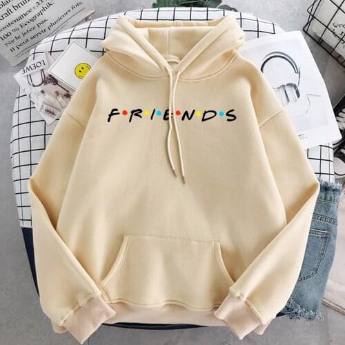 Creative Friends Letter Print Hoodies Mens Casual Tops Japan Harajukua Style Loose Round Neck Clothing Male Slim Funny Hoodie