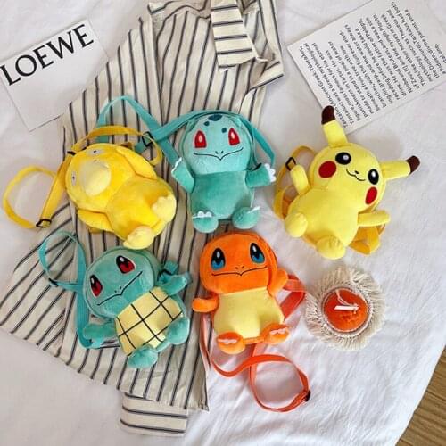 New Pokemon Plush Bag Pikachu Anime Figure Plush Fashion Children Bags Mini Backpack Soulder Bag Boys Girls Christmas Gifts