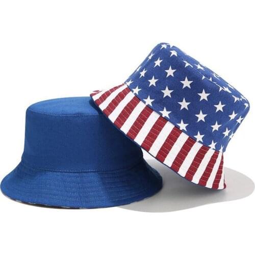 2020 New Fashion Unisex Summer Foldable Bucket Hat Reversible American Flag Sun Hat Summer Cap Fisherman Caps Summer Sun Hat