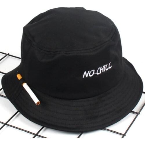 Fashion Embroidery NO CHILL Bucket Hat Hip Hop Beach Women Panama Outdoor Sports Flat Top Fishing Men Cap Fisherman Sun Hat Bob