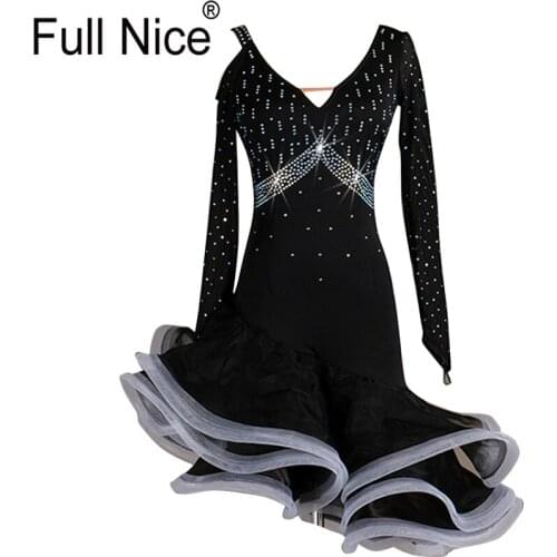 Latin Dance Dresses Womens Performance Spandex Split Joint / Crystals / Rhinestones Long Sleeve Dress