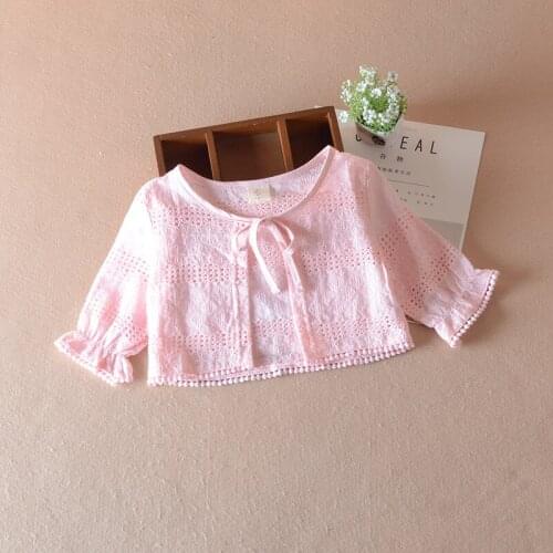 Beach Girls Jacket Cardigan 3/4 Sleeve Sweater Cotton Outerwear Girls Coat For 1 2 3 4 6 8 10 11 Girls Kids Clothes 185055