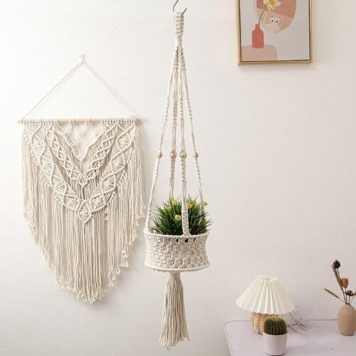 Hanging Plant Handmade Macrame Plant Hanger Flower Pot Holder Wall Decor Courtyard Garden Hanging Basket Home Decoration