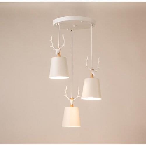 Nordic minimalist modern dining room Pendant Lights living room study master bedroom bar counter three deer lights