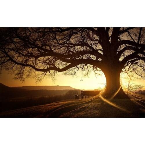 Full Round drill 5D DIY Diamond embroidery Landscape Tree&Sun Diamond Painting Cross Stitch Rhinestone Mosaic decoration