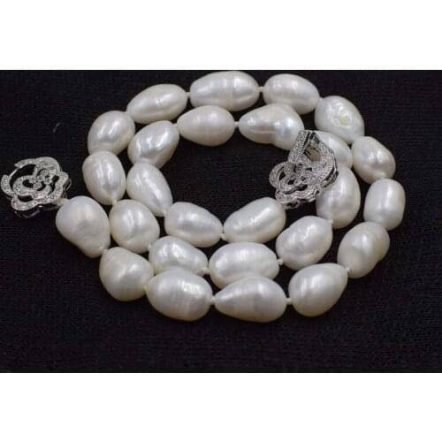 Freshwater pearl white baroque 10-11mm necklace 18inch wholesale beads nature
